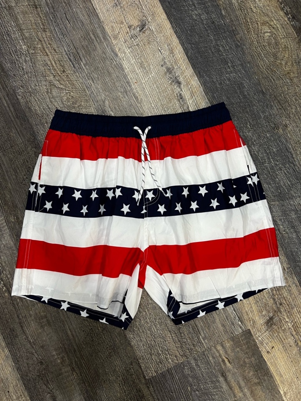Men's Patriotic Red White & Blue Swim Trunks
